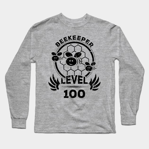 Level 100 Beekeeper Honey Fan Gift Long Sleeve T-Shirt by atomguy